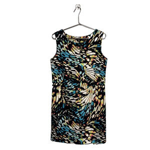 Worthington Women's Sleeveless Multicolor Abstract Butterfly Print Dress Size L